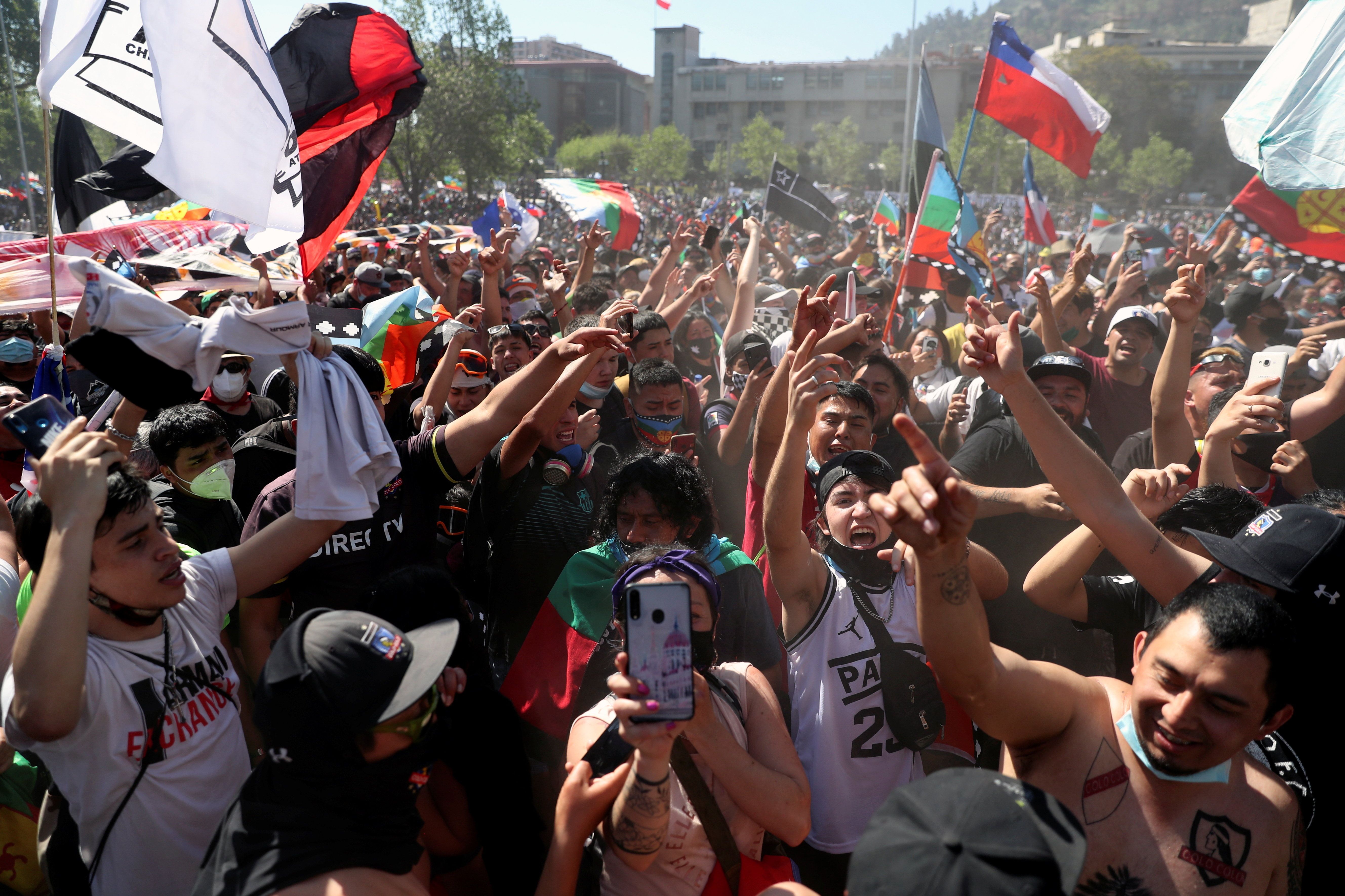 Protest against Chile's government during the one-year anniversary in Santiago of the protests and riots in 2019. Reuters