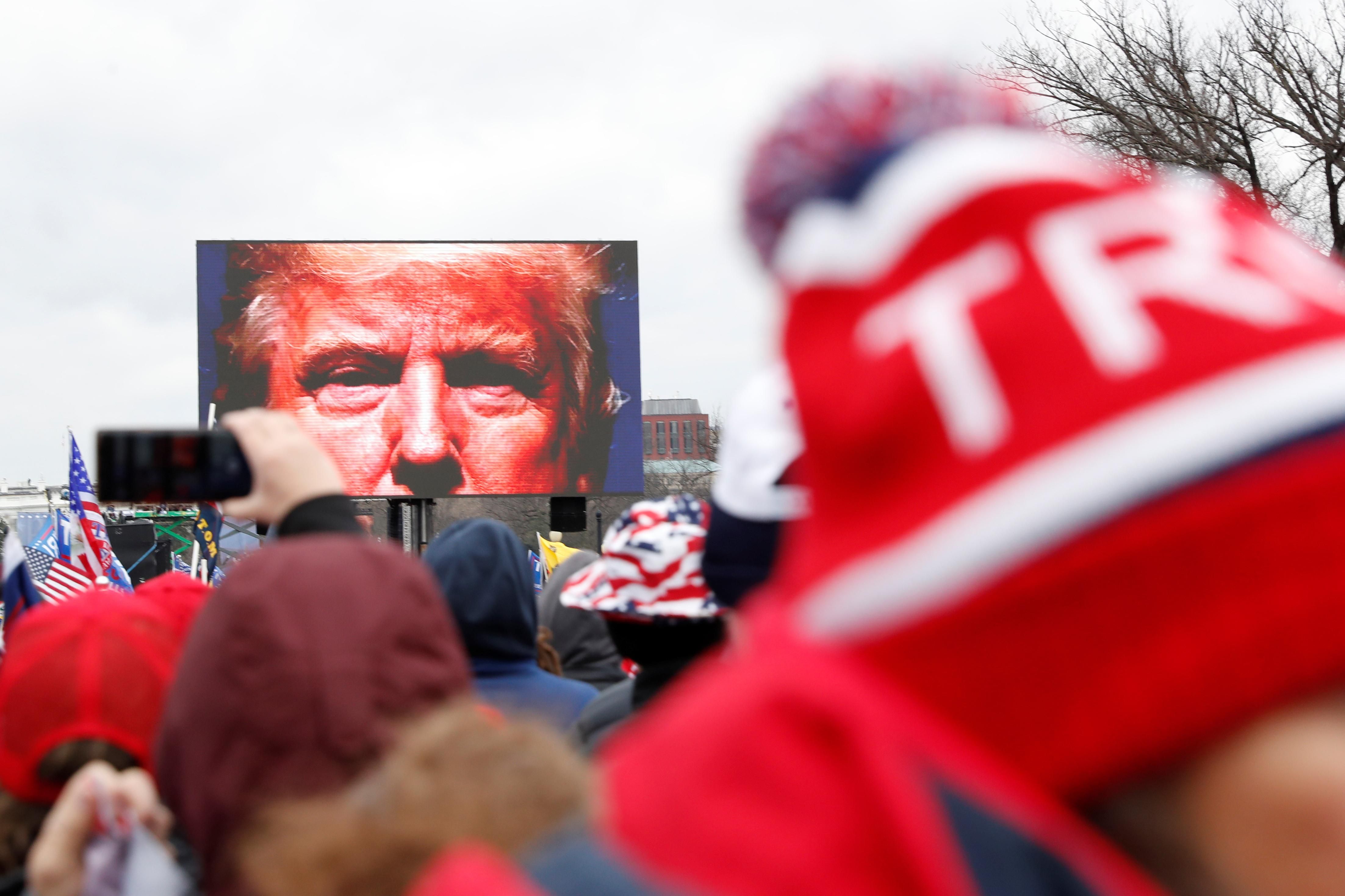 President Trump speaks to supporters at a rally in Washington before an angry mob stormed the US Capitol building. REUTERS/Shannon Stapleton