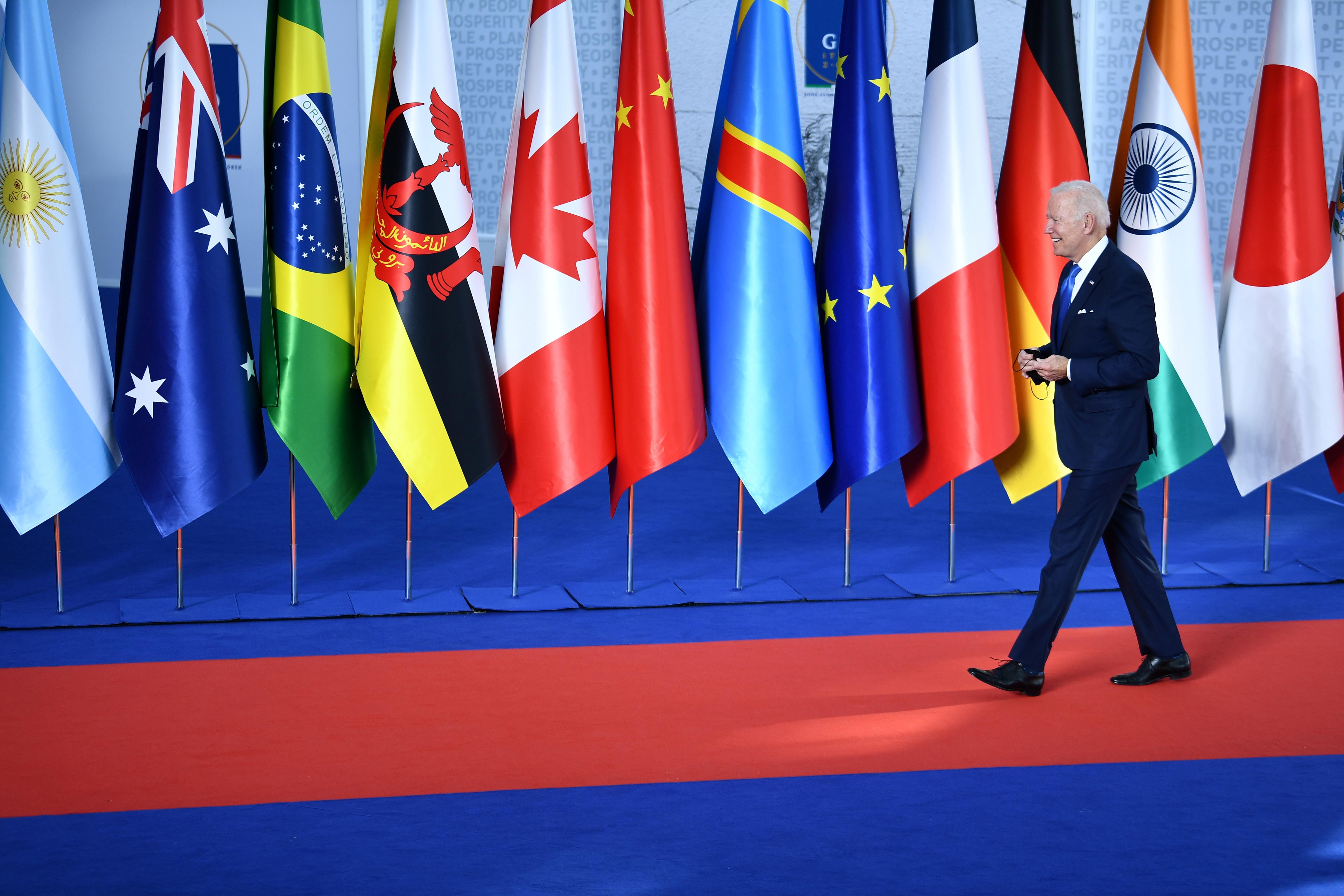 U.S. President Joe Biden arrives for the G20 leaders summit in Rome, Italy October 30, 2021. 
