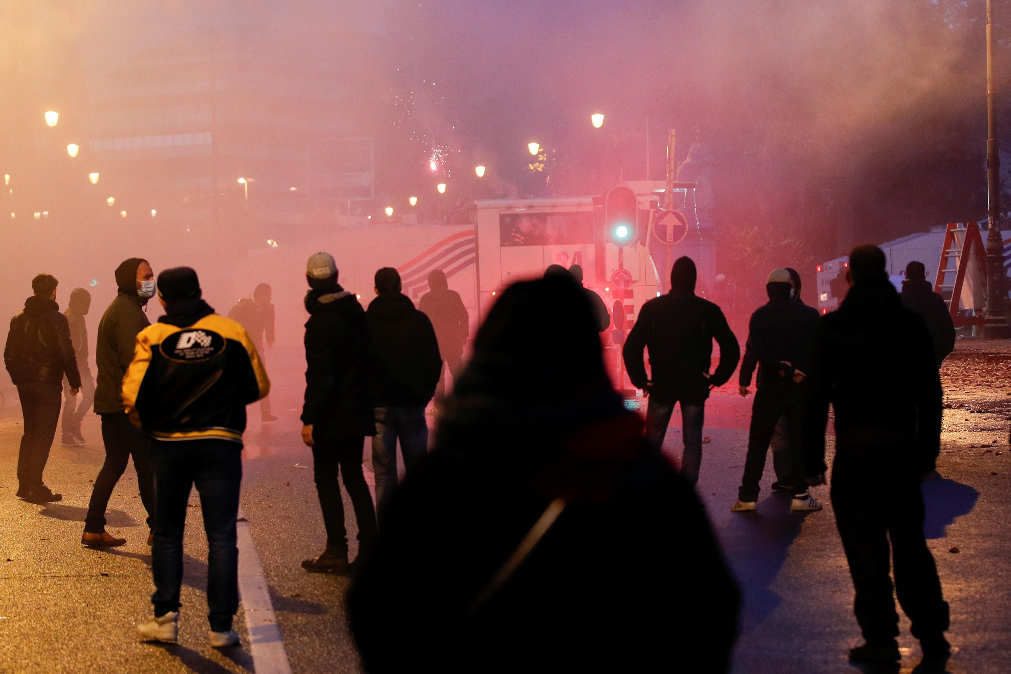 People protest against coronavirus disease (COVID-19) measures near the European Commission in Brussels, Belgium November 21, 2021. 