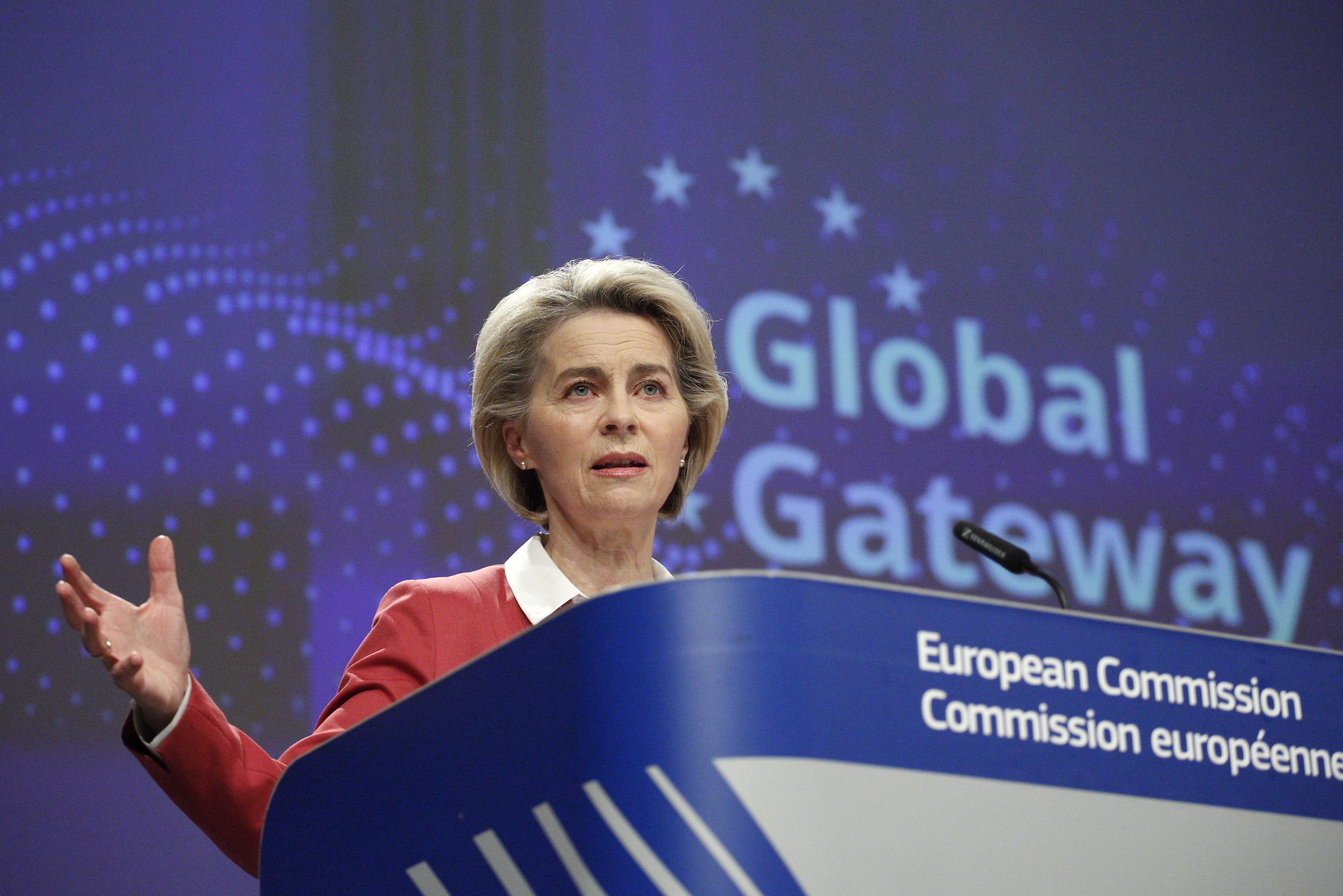 Belgium, Brussels, 2021/12/01. EU Commission President Ursula von der Leyen gives a press conference on the Global Gateway at the EU Commission headquarters.