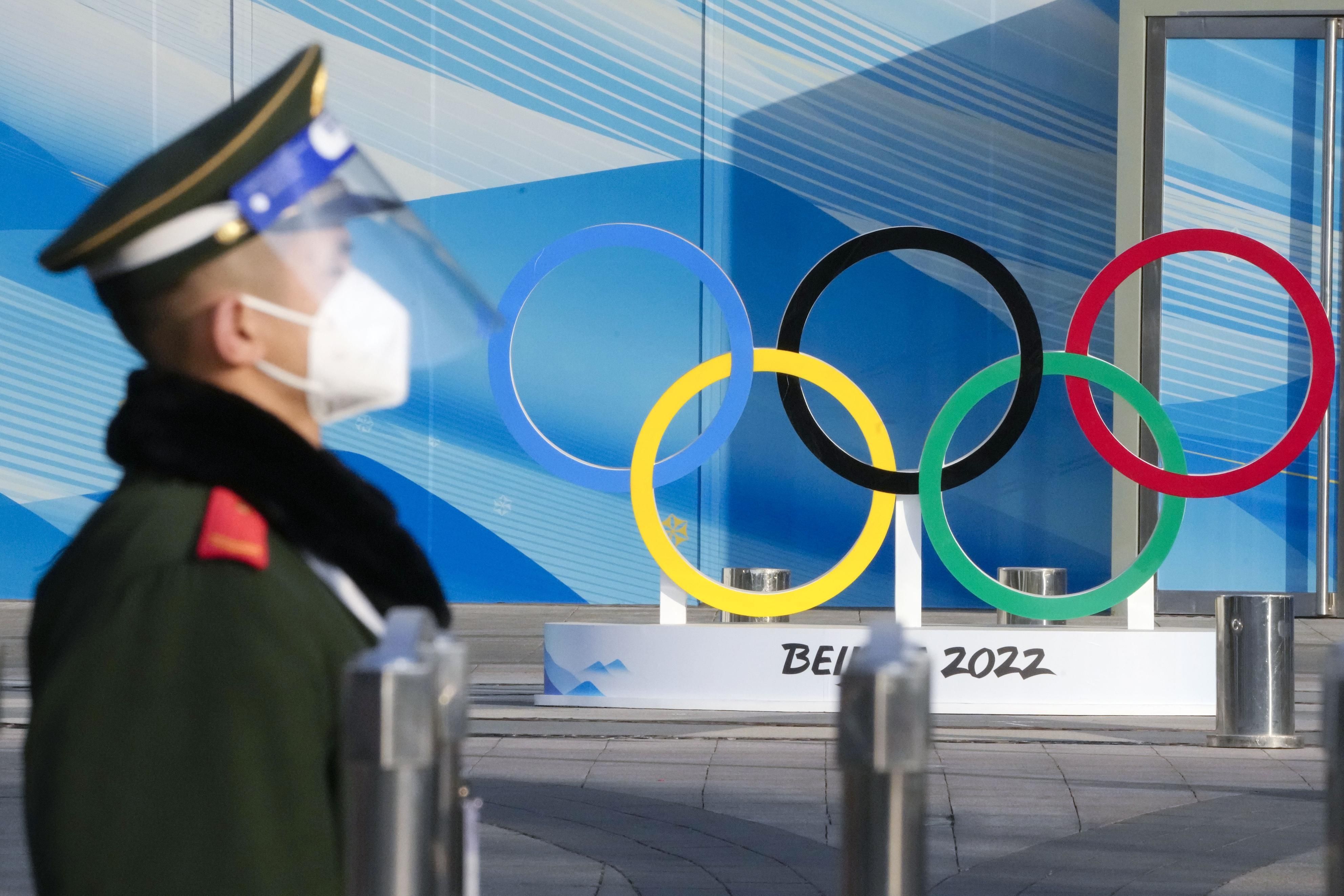 The Olympic rings are seen at a Beijing Winter Olympics facility in the Chinese capital on Jan. 18, 2022, ahead of the games opening on Feb. 4.