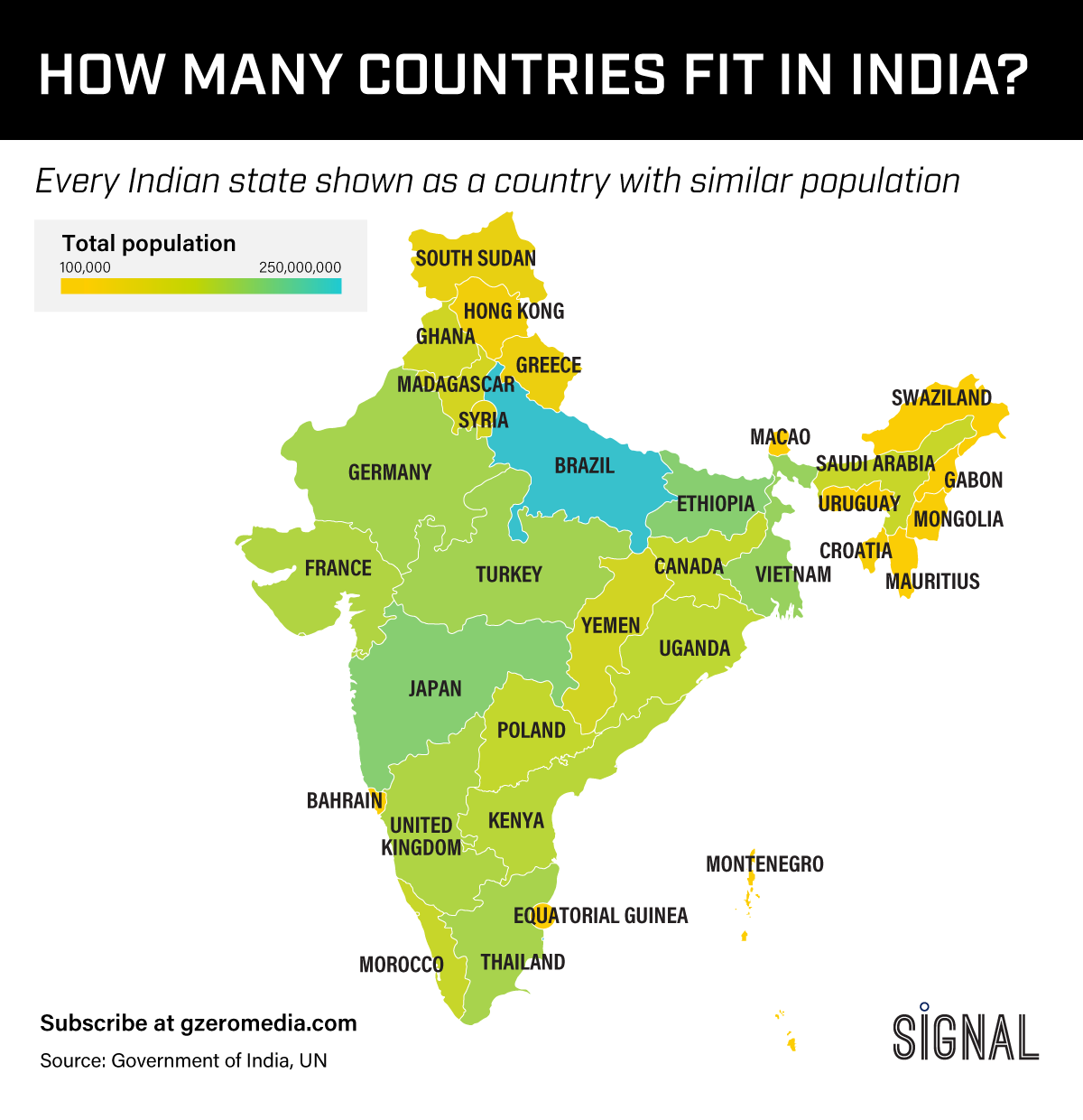 Mapped: The Population of India Compared With Countries