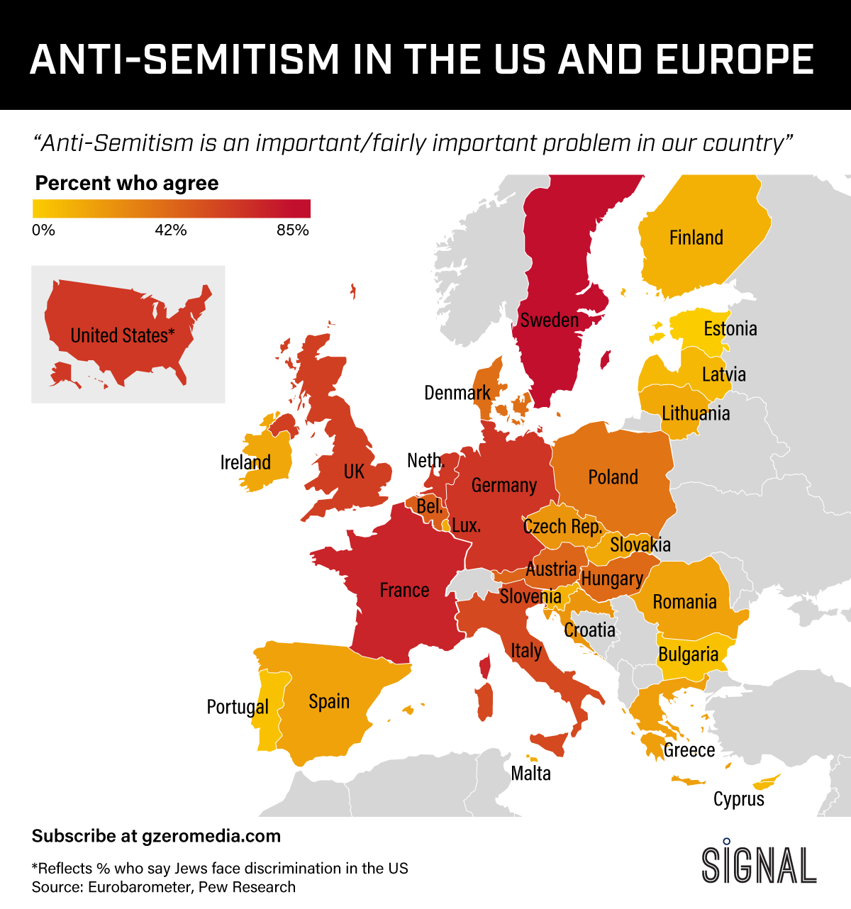 Graphic Truth: Anti-Semitism in the US and Europe