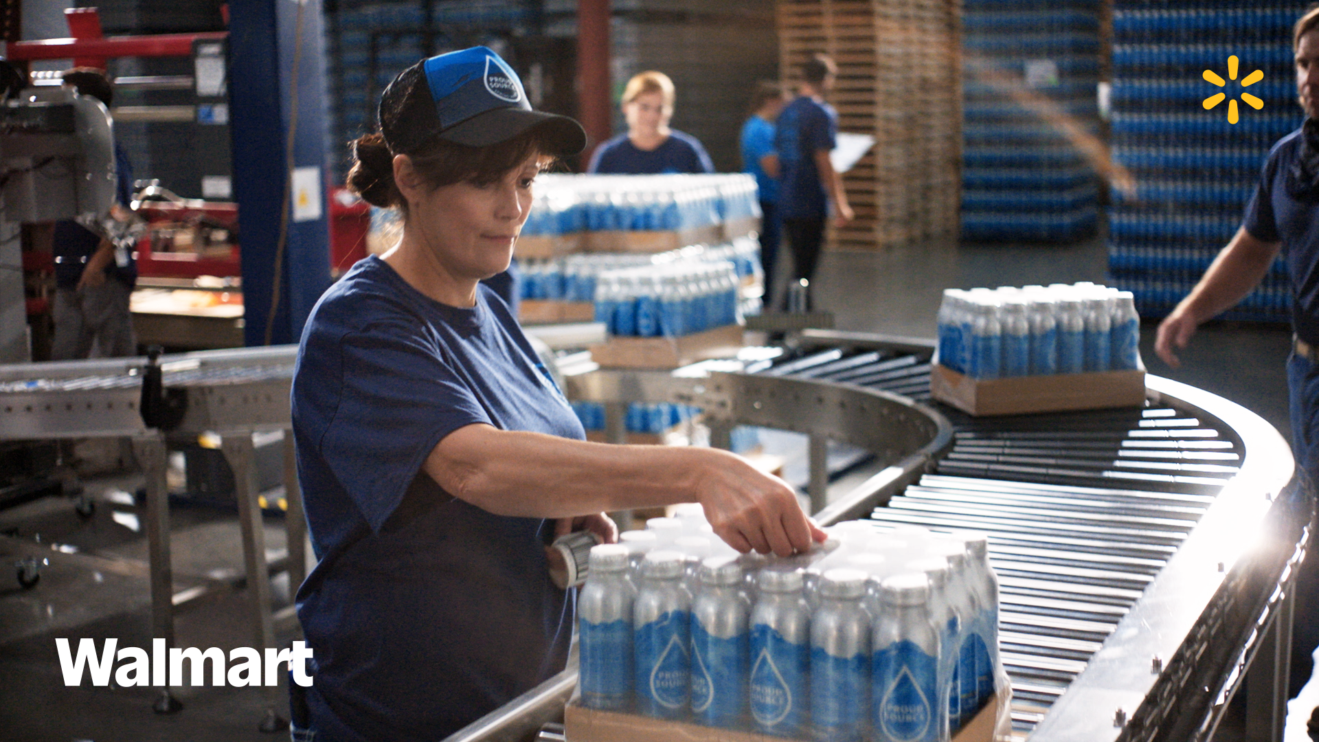 Person working at a water manufacturing plant