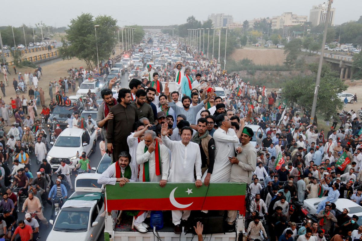 Imran Khan launches long march from Lahore.