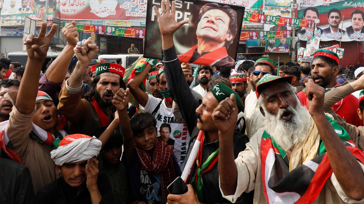 Imran Khan supporters chant slogans as they condemn the assassination attempt on the former PM in Wazirabad, Pakistan.