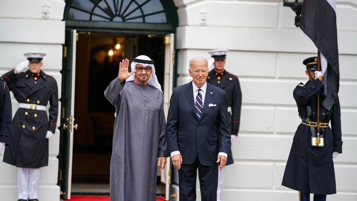 In Washington, D.C., on September 23, 2024, President Joe Biden greets His Highness President Sheikh Mohamed bin Zayed Al Nahyan of the United Arab Emirates at the White House.
