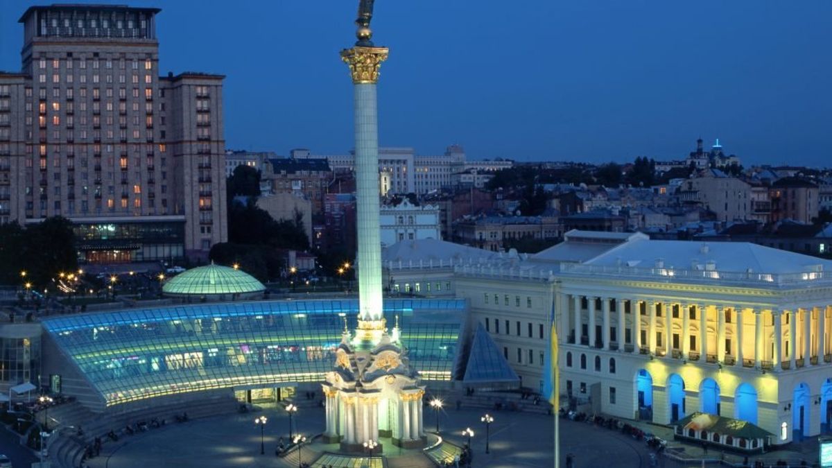Independence Square, the central square of Kyiv, the capital city of Ukraine.