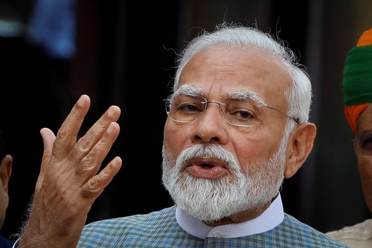 India's Prime Minister Narendra Modi addresses the media on the first day of the five-day long special session in New Delhi, India, September 18, 2023. 