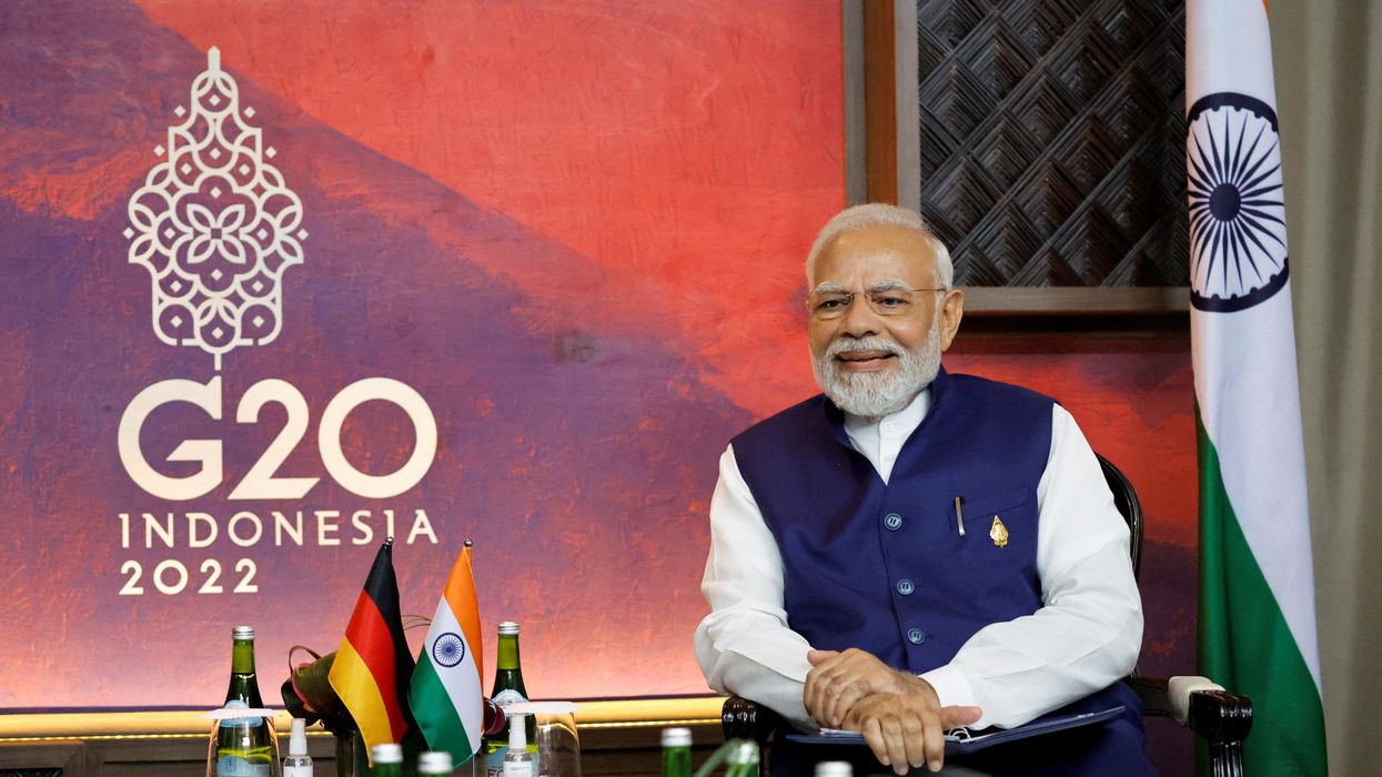 India's Prime Minister Narendra Modi attends a bilateral meeting during the G-20 summit in Bali, Indonesia.
