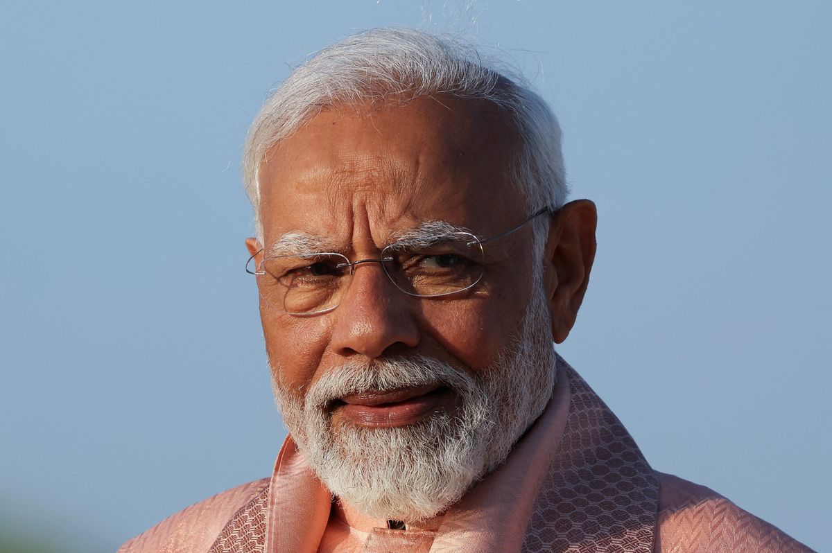 ​India's Prime Minister Narendra Modi attends the inauguration of the BAPS Hindu temple in Abu Dhabi, United Arab Emirates, February 14, 2024. 