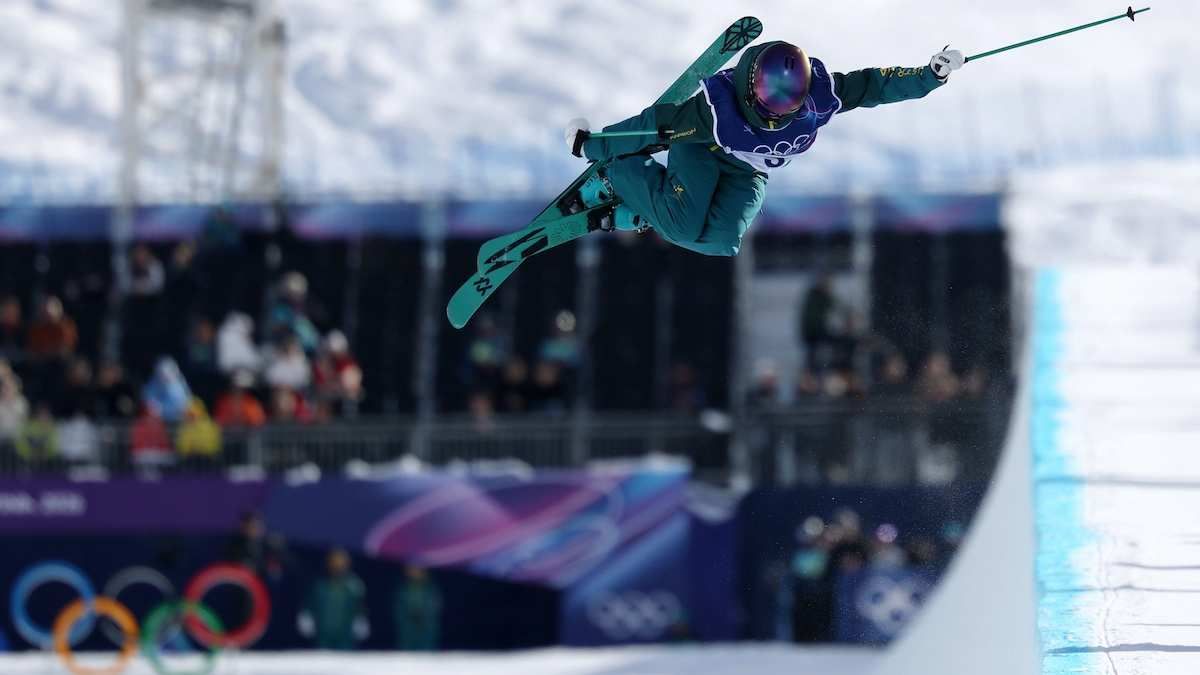 Indra Brown of Australia during the women's skiing halfpipe final at the Milano Cortina 2026 Olympic Winter Games on Feb. 22, 2026.
