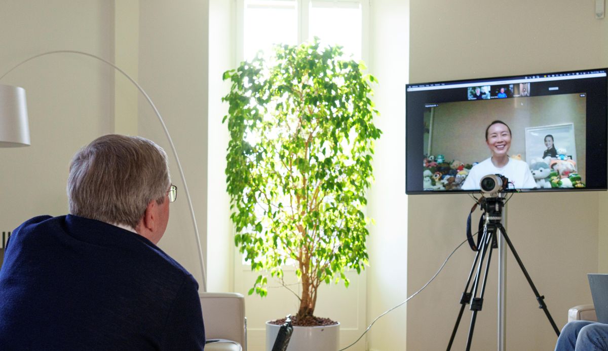 International Olympic Committee (IOC) President Thomas Bach has a virtual discussion with Chinese tennis player Peng Shuai in Lausanne, Switzerland, November 21, 2021