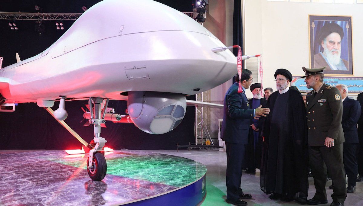 Iranian President Ebrahim Raisi visits an exhibit during a ceremony celebrating the achievements of the country's defense industry in Tehran on August 22, 2023.