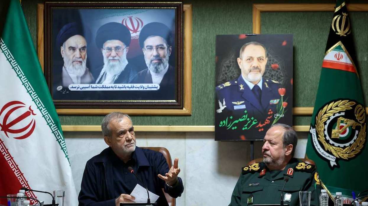 Iranian President Pezeshkian and Acting Minister of Defense Brigadier General Ebn-e-Reza during a meeting in Tehran.