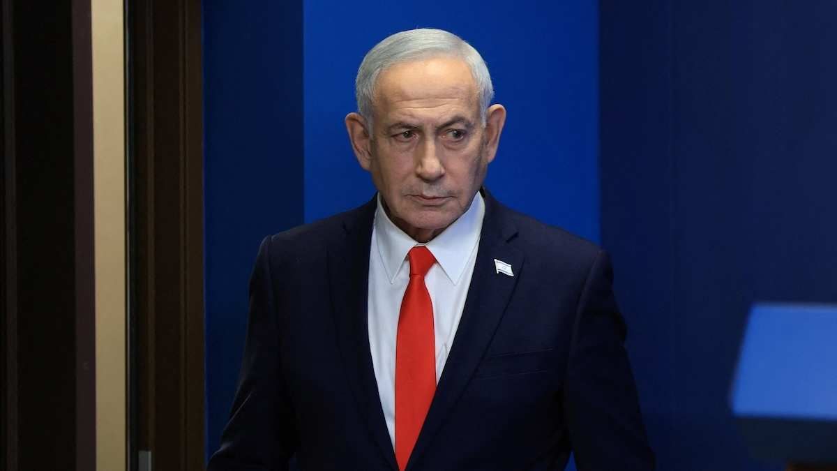 Israeli PM Benjamin Netanyahu at a news conference