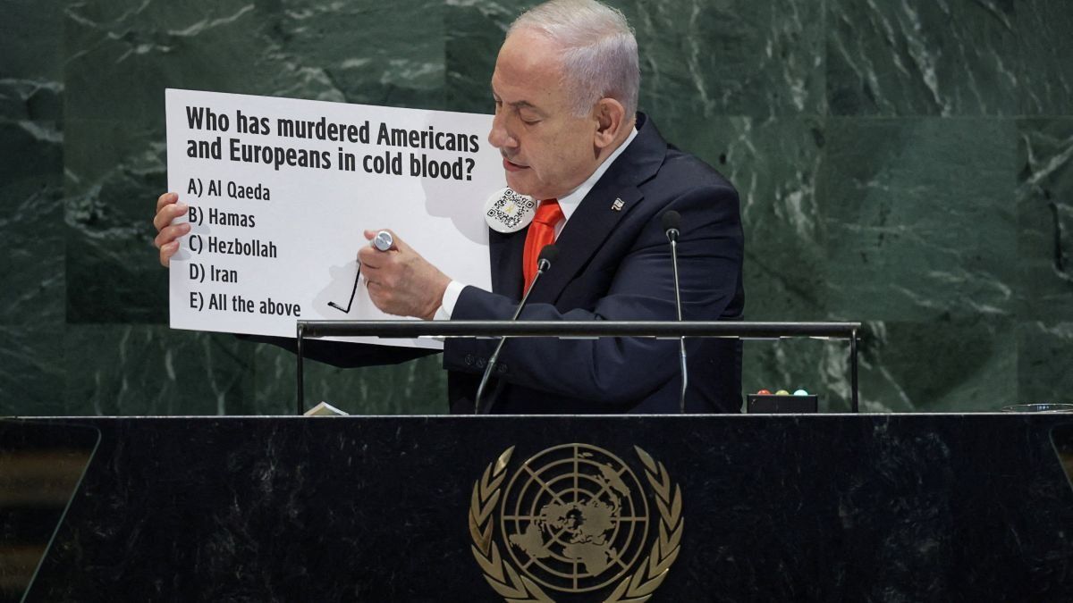 ​Israeli Prime Minister Benjamin Netanyahu at the UN headquarters in New York City, USA, on September 26, 2025.