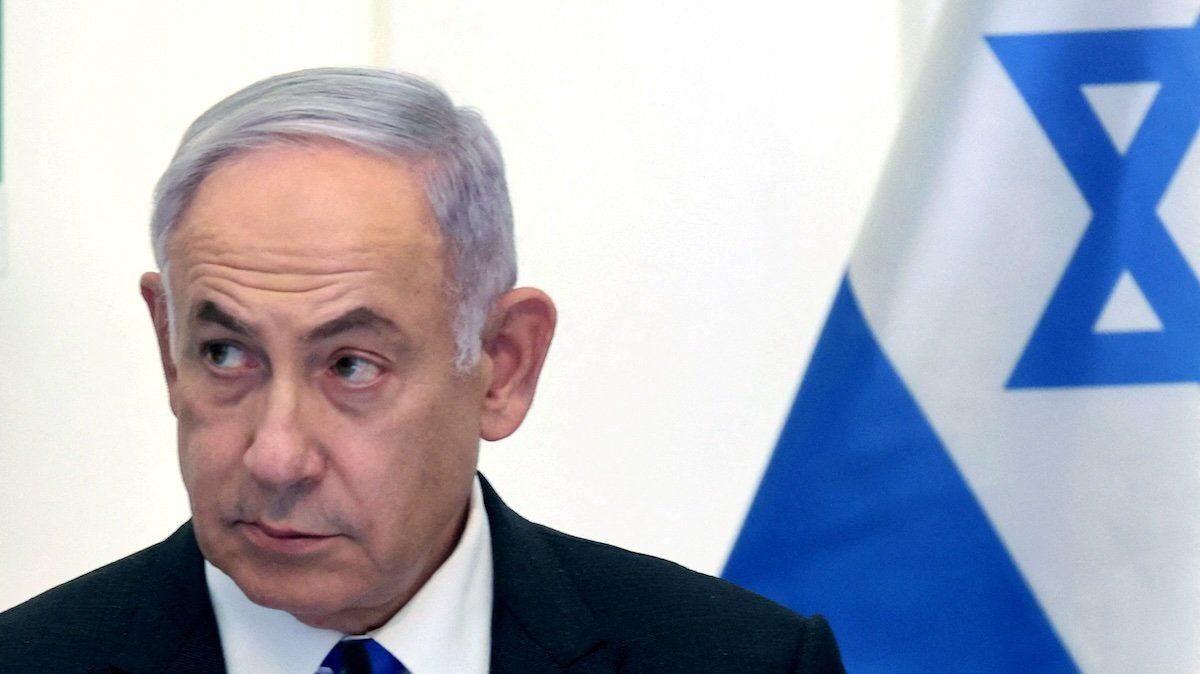 Israeli Prime Minister Benjamin Netanyahu attends a cabinet meeting at the Bible Lands Museum in Jerusalem on June 5, 2024.