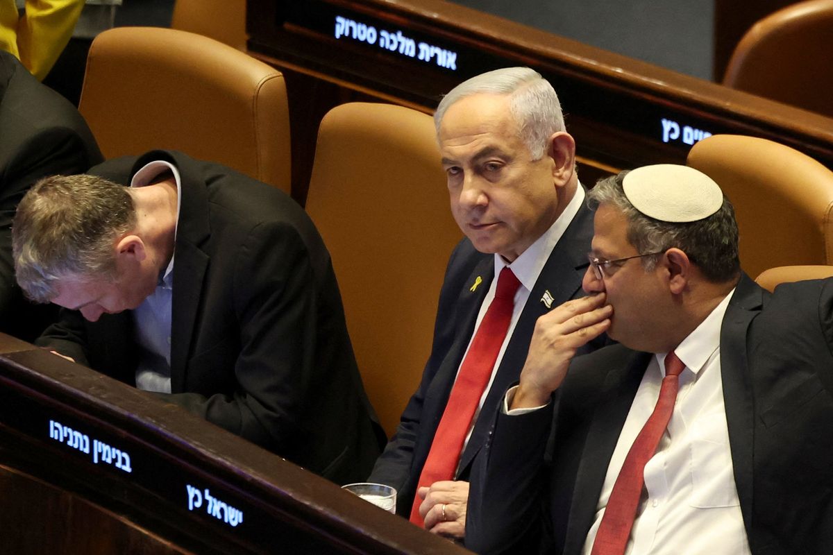 Israeli Prime Minister Benjamin Netanyahu attends a discussion on the subject of hostages kidnapped during the deadly October 7, 2023 attack, in Israel's parliament, the Knesset