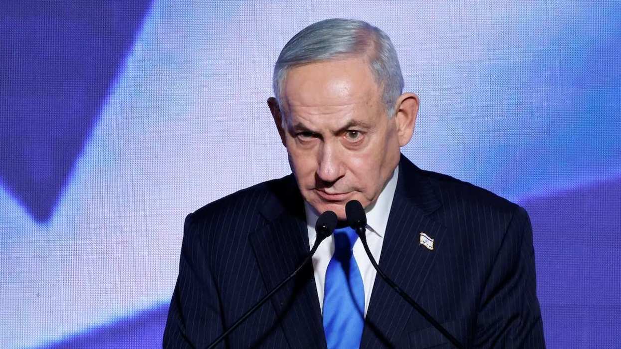 Israeli Prime Minister Benjamin Netanyahu attends a toast-raising event hosted by his Likud party, in Tel Aviv, Israel.