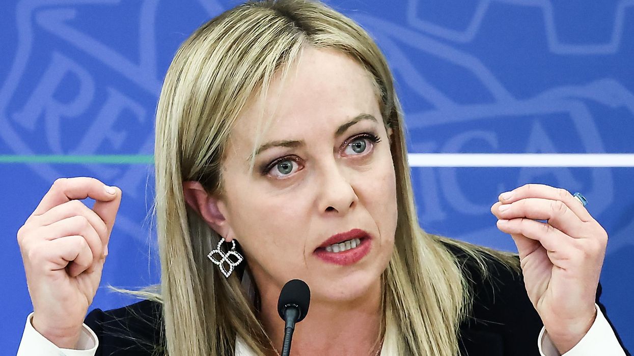 Italian PM Giorgia Meloni during a press conference in Rome.