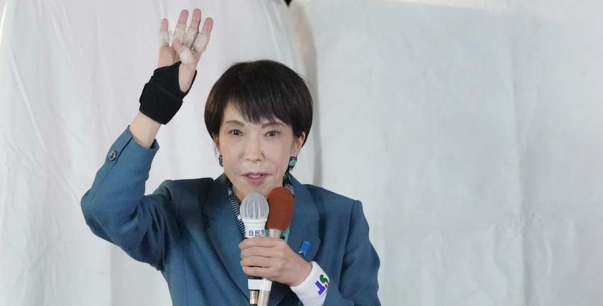 ​Japanese Prime Minister Sanae Takaichi, president of the Liberal Democratic Party (LDP), appeals for a candidate during a street speech of the House of Representatives Election Campaign in Shintomi Town, Miyazaki Prefecture on February 6, 2026. The Lower House election will feature voting and counting on February 8th.