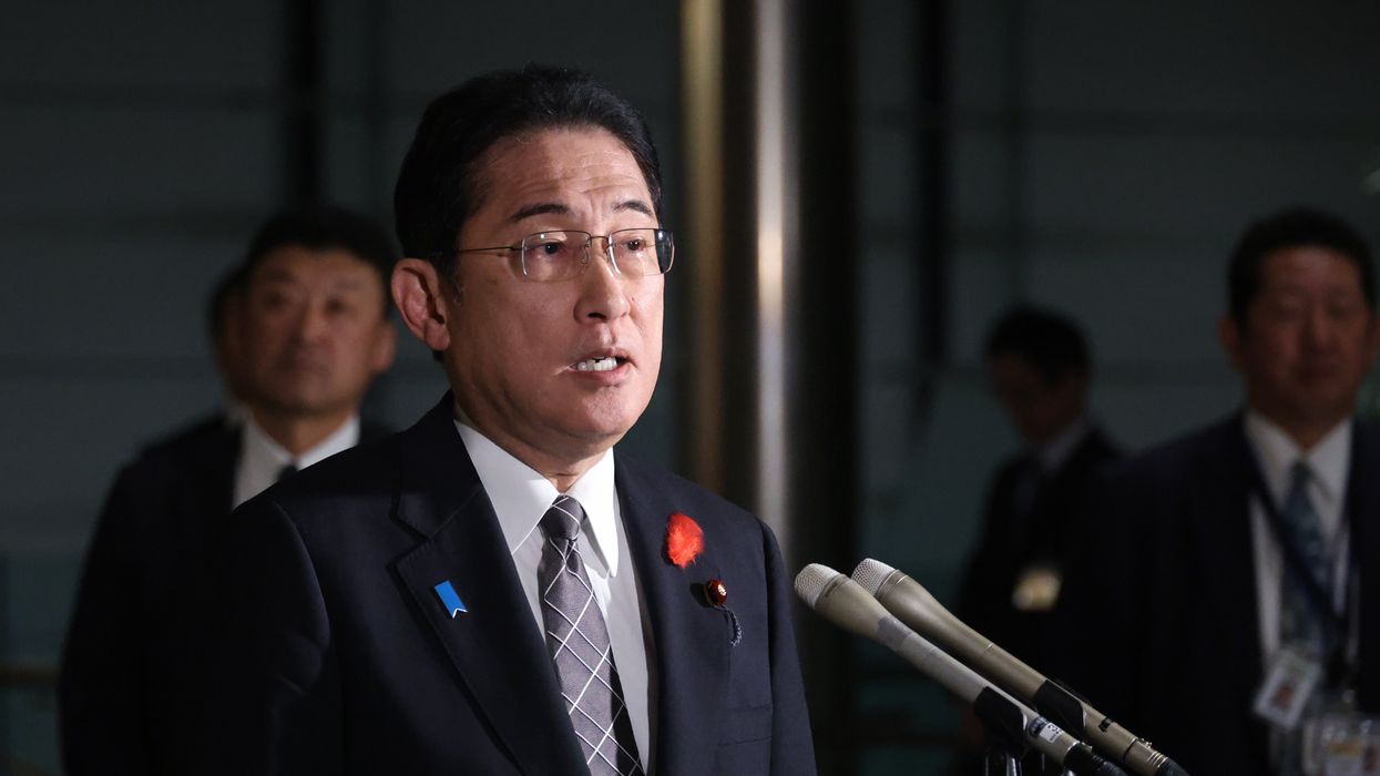 Japan’s Prime Minister Fumio Kihsida speaks to media at the Prime Minister’s office in Tokyo on Oct. 12, 2023.