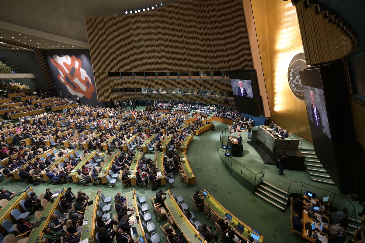Joseph R. Biden, Jr., President of the United States of America, addresses the 77th session of the General Assembly at the United Nations headquarters, September 21, 2022.