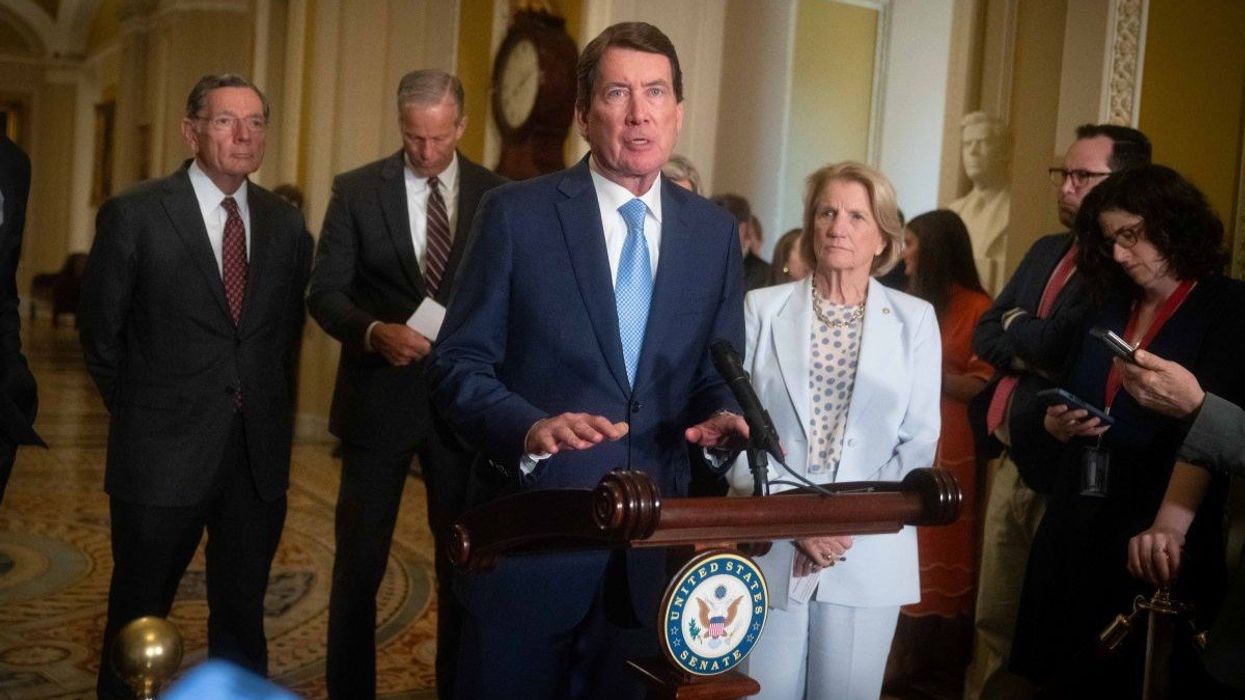 Leading Republican senators during their weekly briefing in the US Capitol in Washington, D.C., USA, on May 20, 2025.