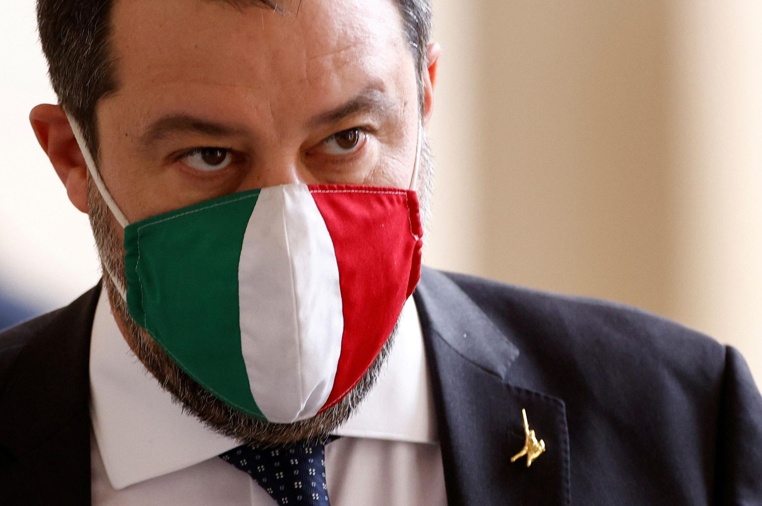  League party leader Matteo Salvini arrives for a meeting with Italian President Sergio Mattarella at the Quirinale Palace in Rome, Italy January 29, 2021.
