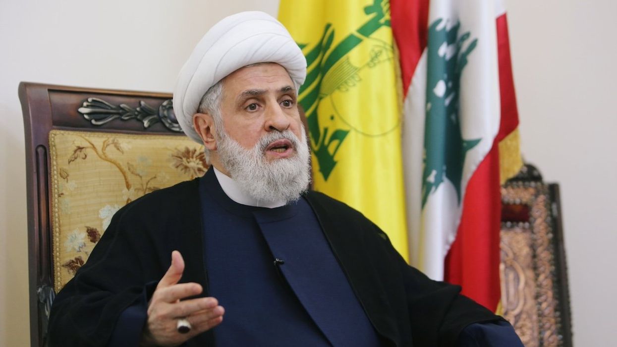 Lebanon's Hezbollah deputy leader Sheikh Naim Kassem speaks during an interview with Reuters in Beirut's suburbs, Lebanon November 22, 2019.