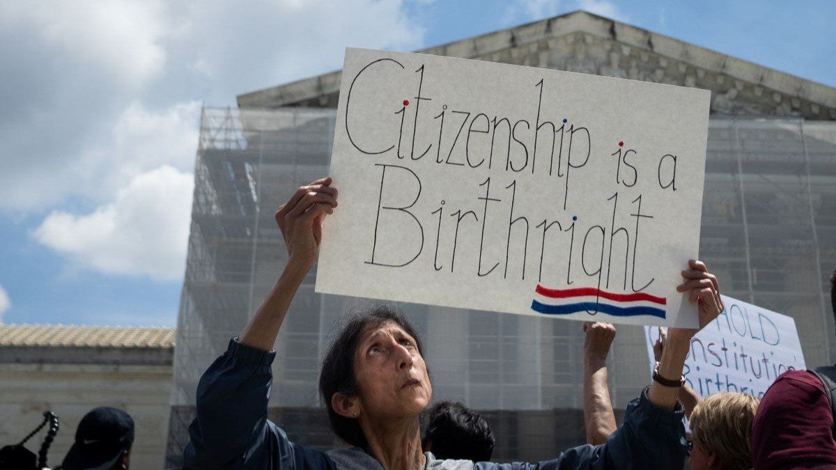 ​A demonstrator outside the US Supreme Court in Washington, D.C., USA, on May 15, 2025.