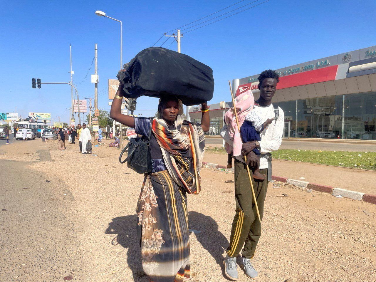 A family tries to flee Khartoum. 