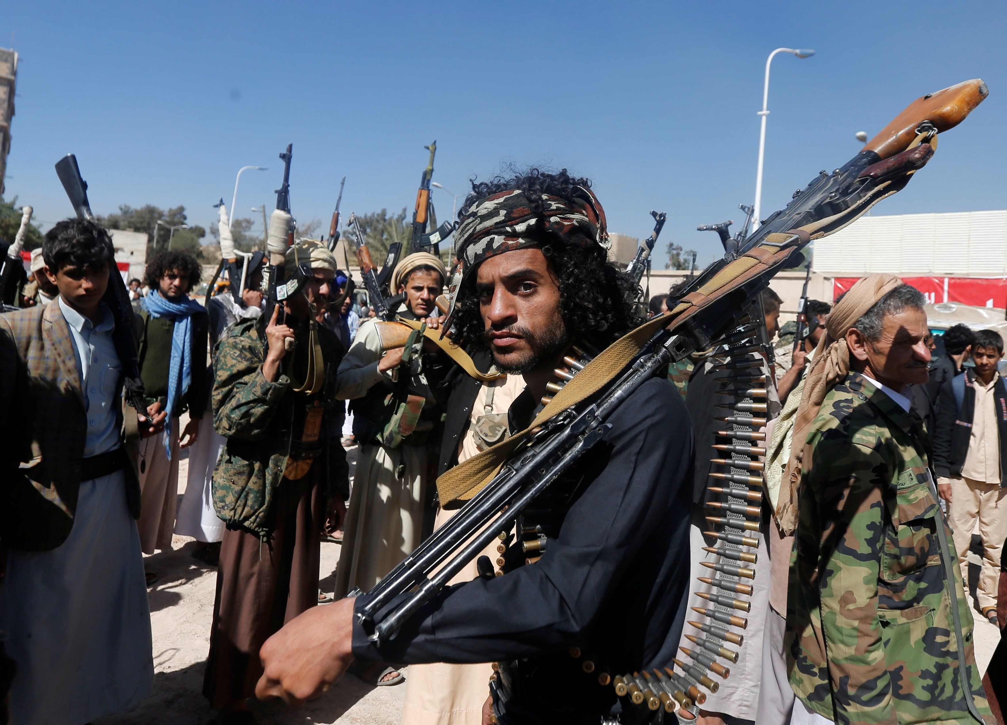 A Houthi militant attends a parade held by newly recruited Houthi fighters in Sanaa, Yemen, January 1, 2017.