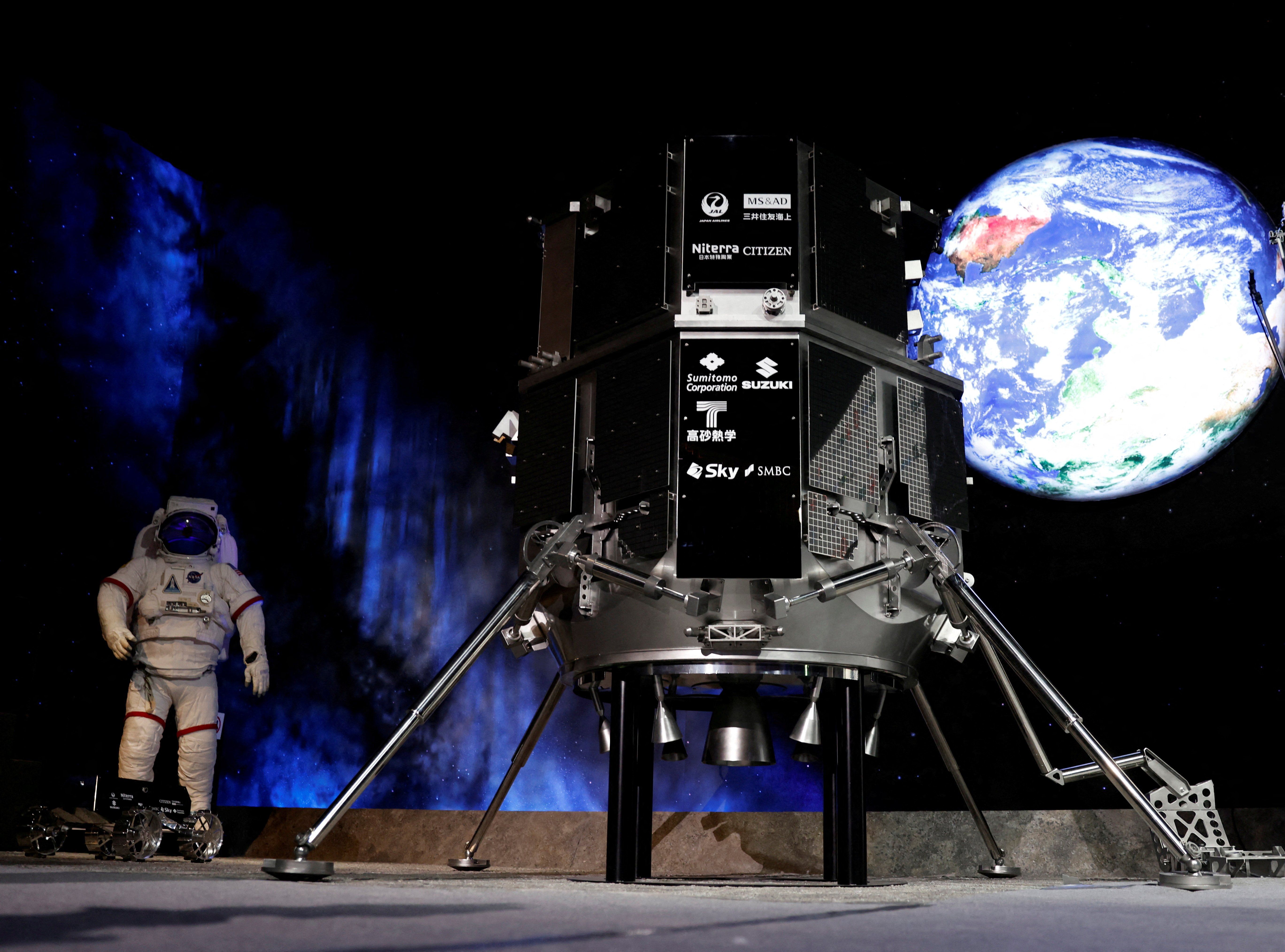 A model of the Hakuto lunar lander on display in Tokyo.