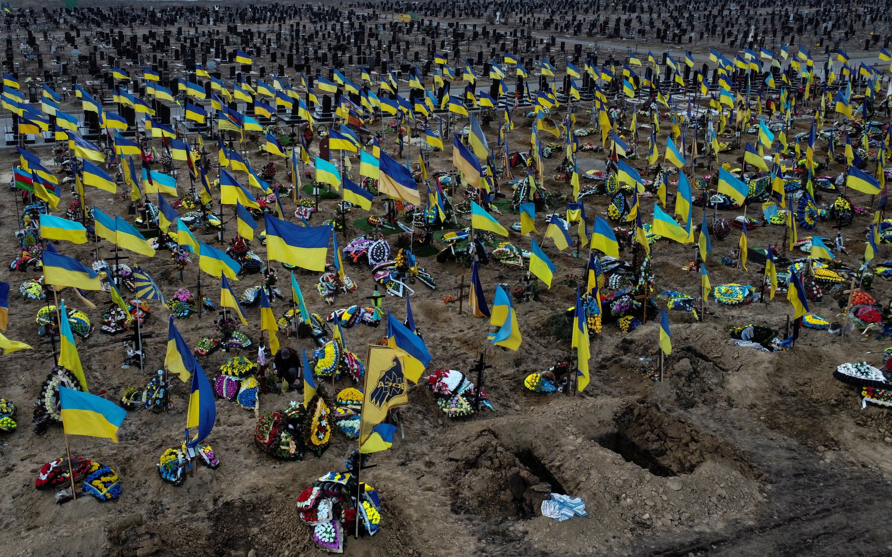 A view shows graves of killed Ukrainian defenders, amid Russia's attack on Ukraine, at a cemetery in Kharkiv, Ukraine January 31, 2023.