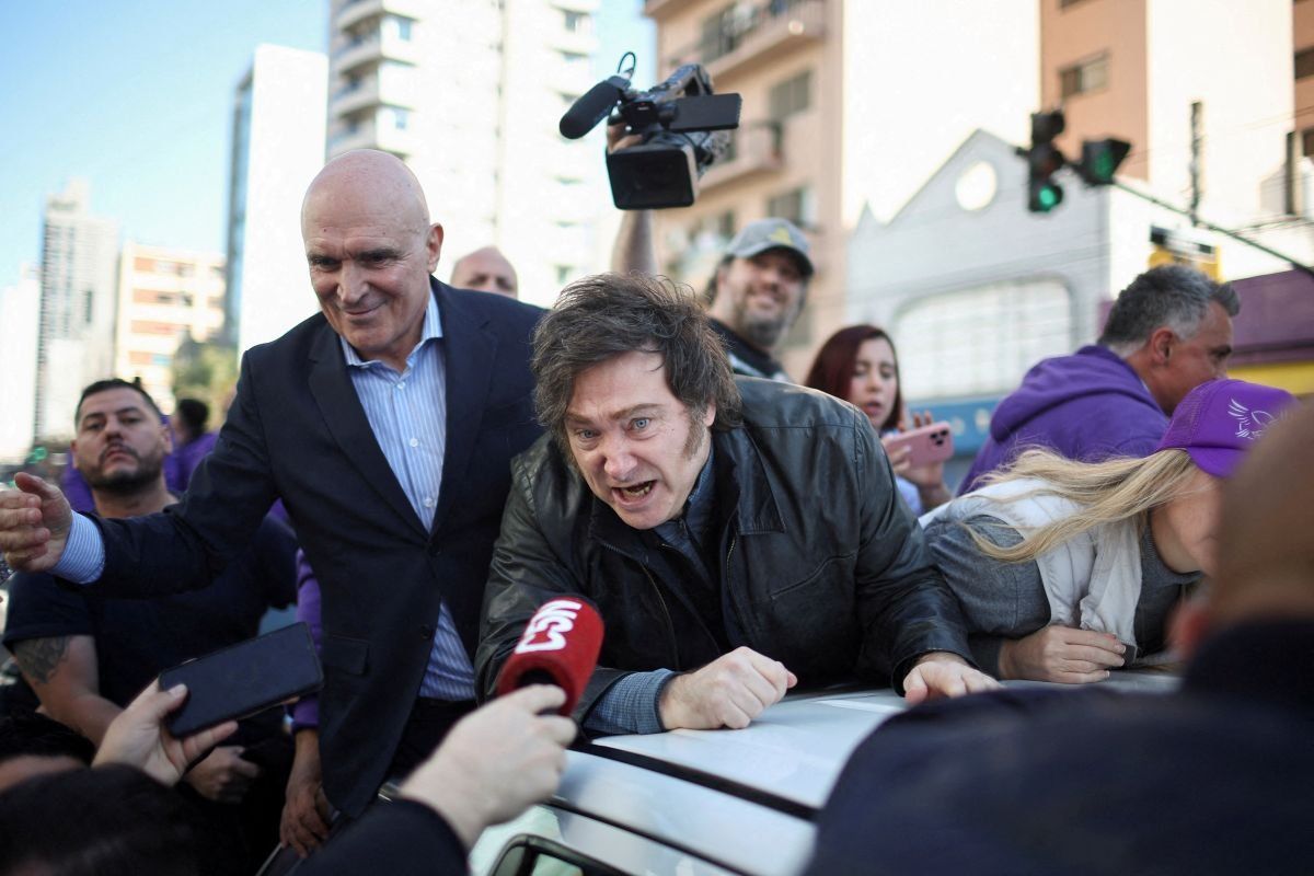 ​Argentine President Javier Milei speaks to the media on the outskirts of Buenos Aires, Argentina, on August 27, 2025.