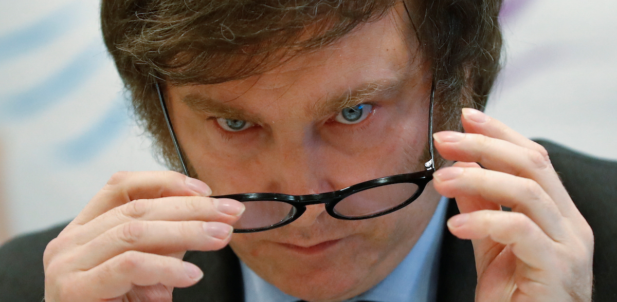 Argentinian presidential candidate Javier Milei attends a news conference in Buenos Aires, Argentina, on Oct. 11, 2023.