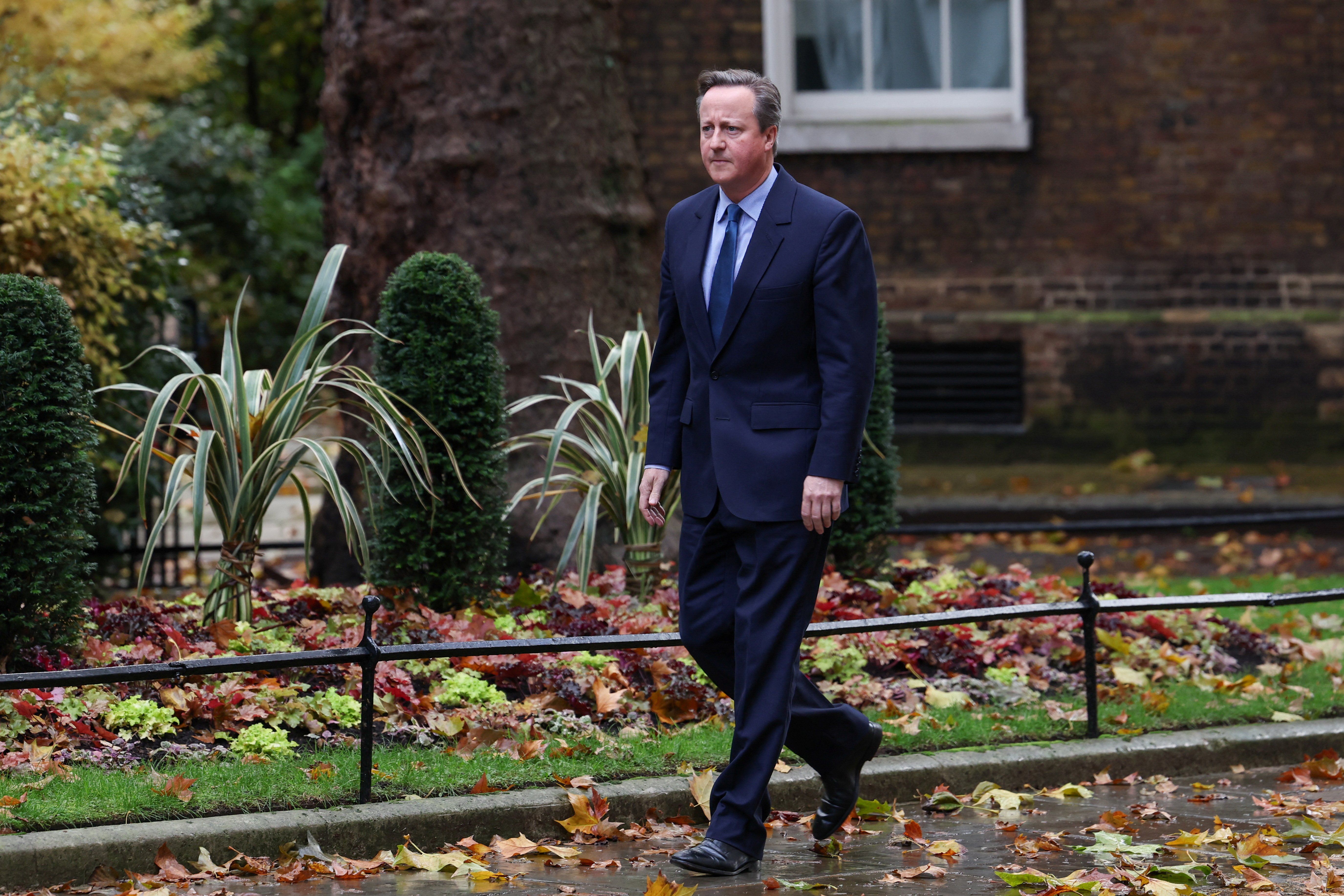 British Prime Minister Rishi Sunak reshuffled his ministerial team on Monday, including bringing back former leader David Cameron, seen here, as foreign minister.