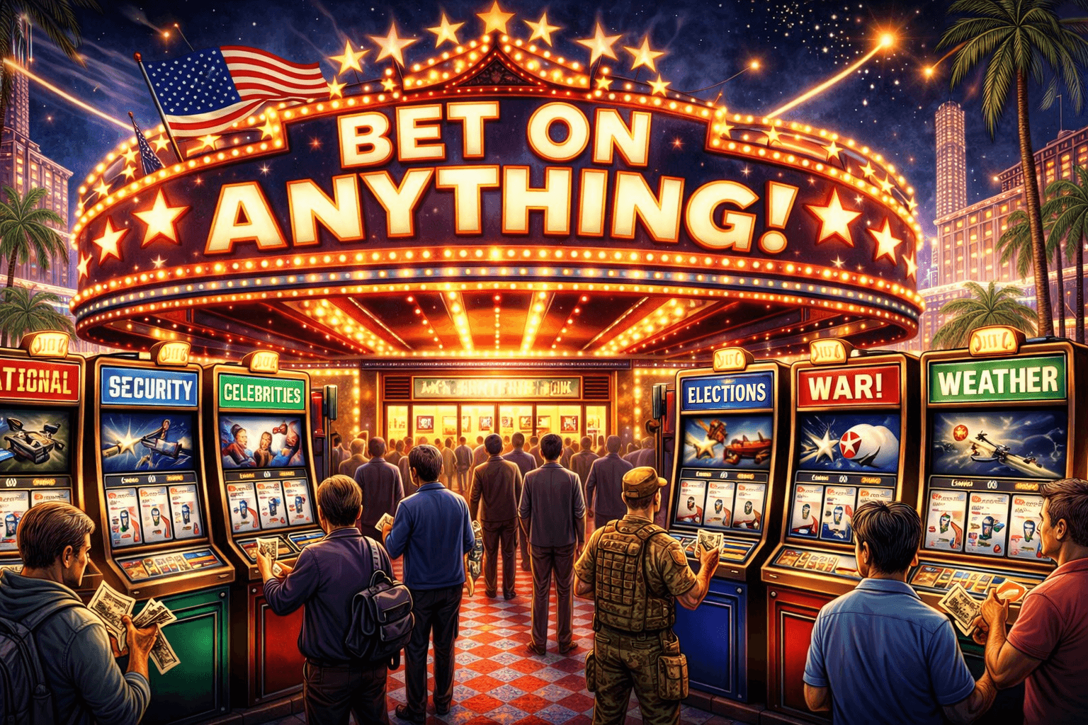 Casino depicting things commonly bet on by political betters.​
