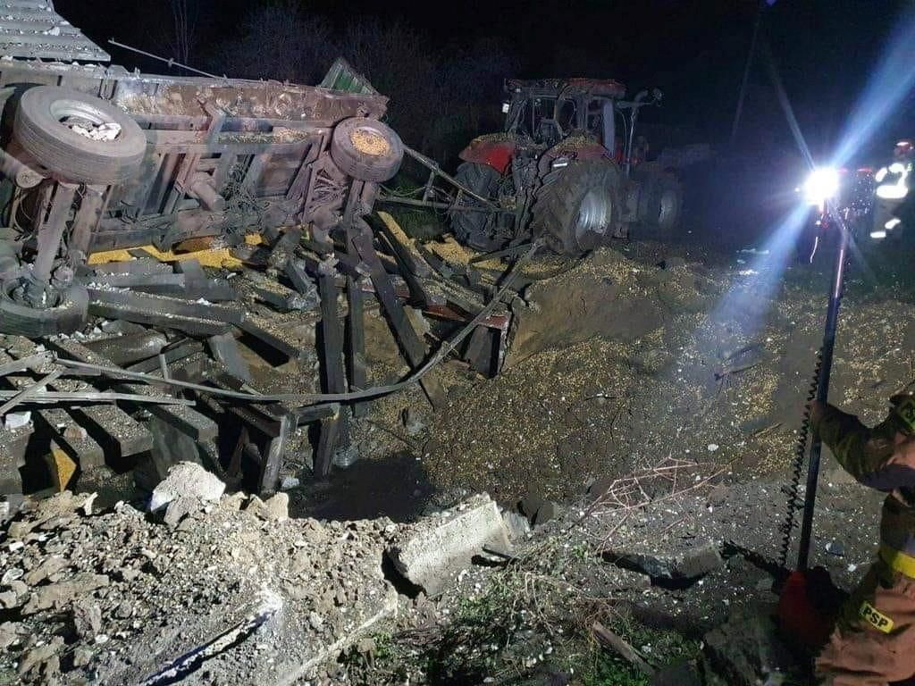 Explosions apparently caused by rockets or missiles killed two people Tuesday in the Polish town of Przewodów.