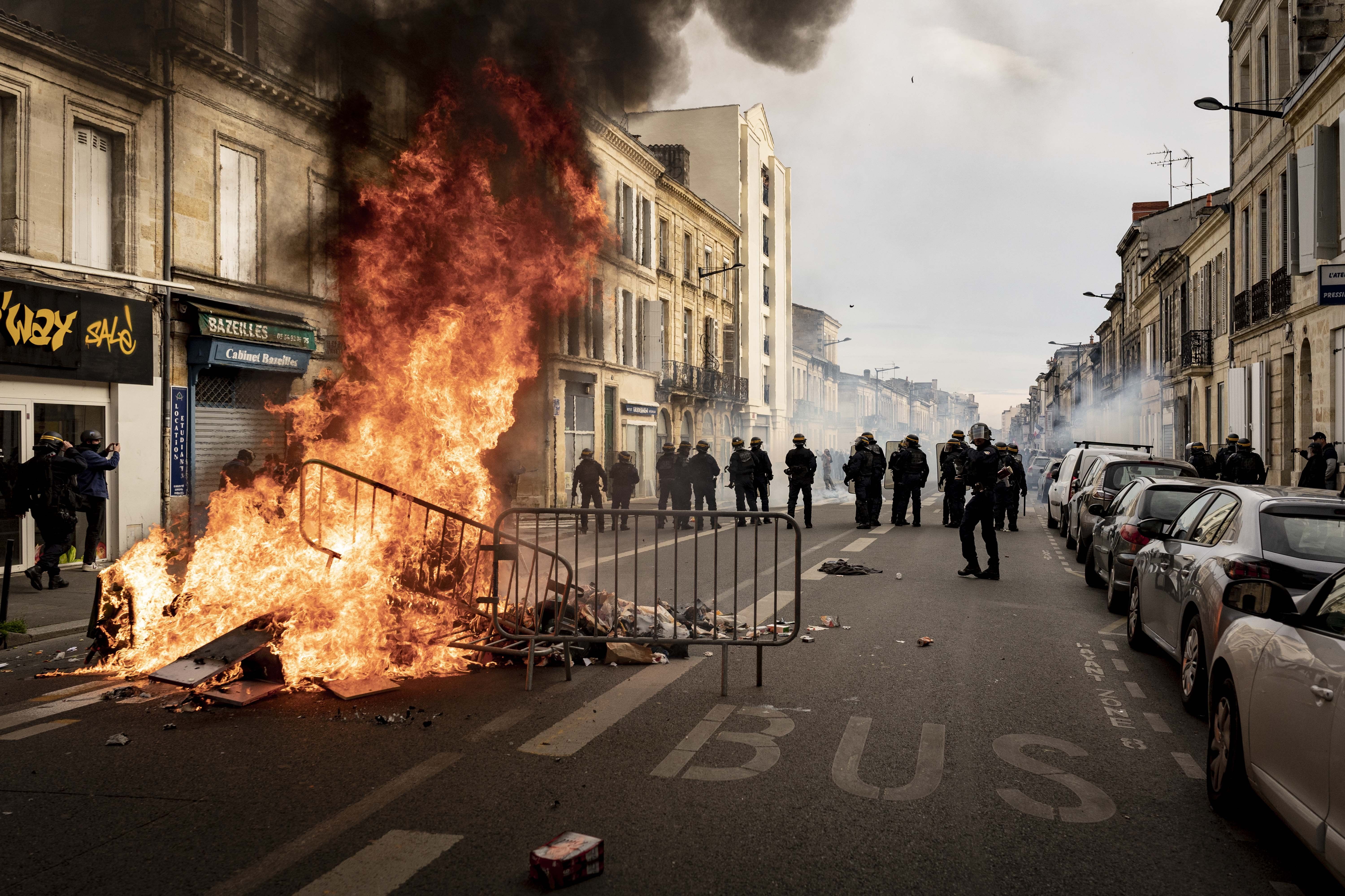 Demonstration against pension reform took place in Bordeaux. 