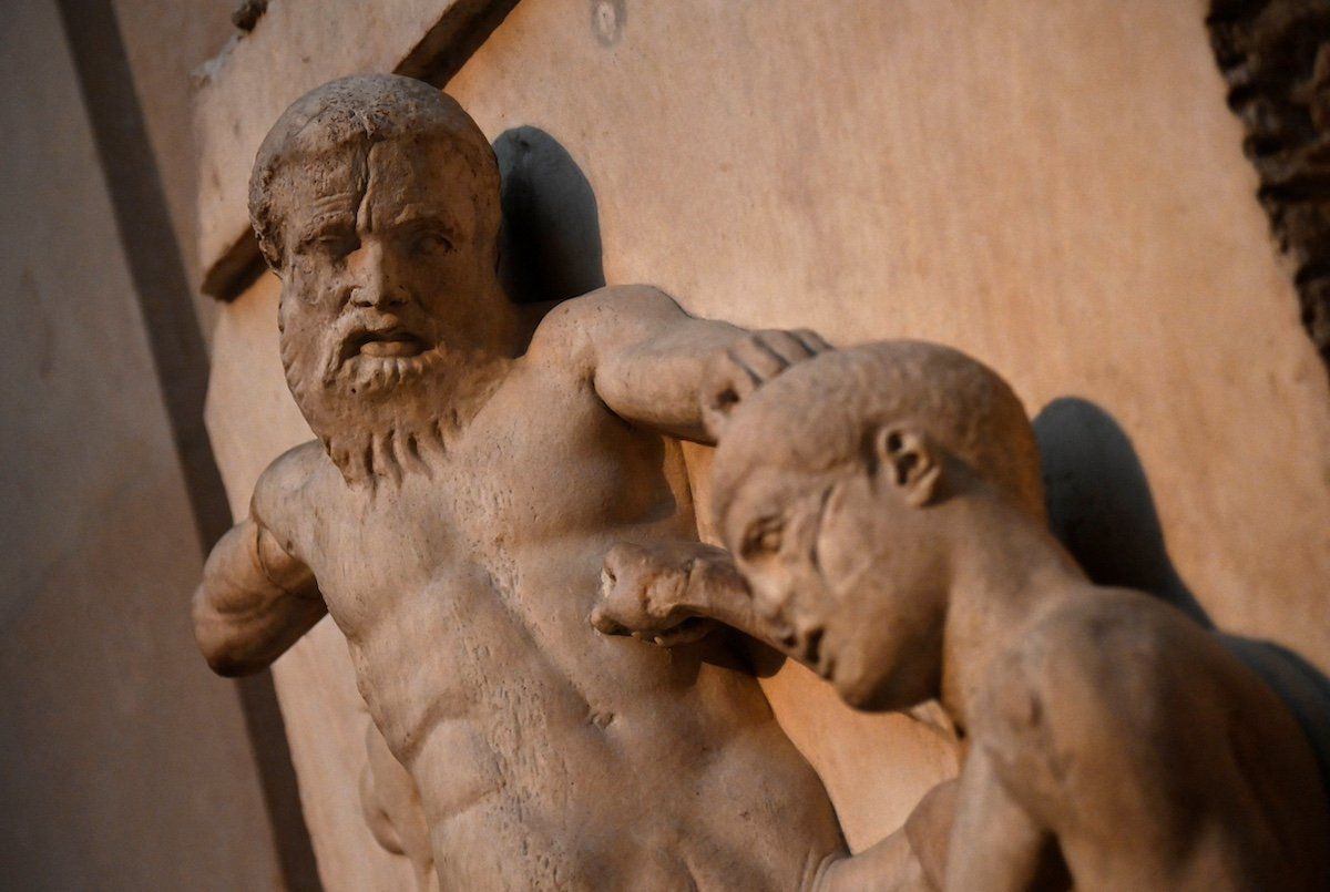 Detail of a metope that forms part of the Parthenon sculptures, sometimes referred to in the UK as the Elgin Marbles, is displayed at the British Museum in London, Britain, January 25, 2023.