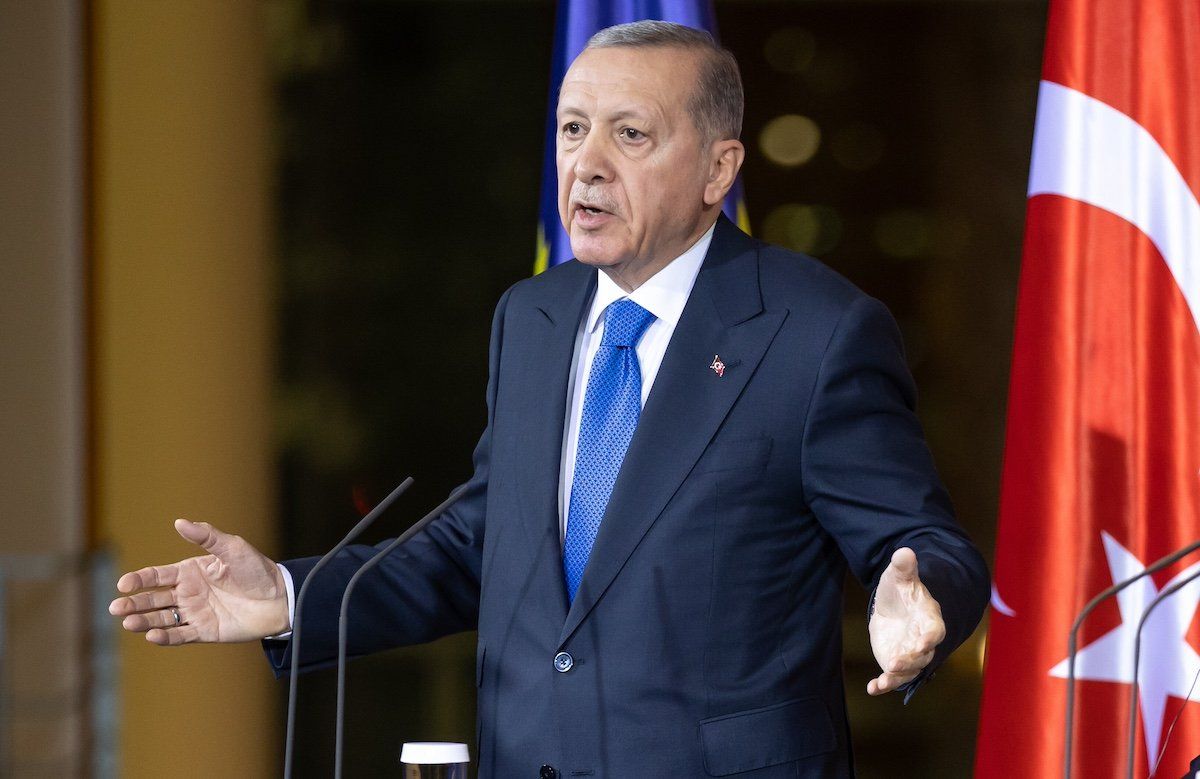 FILE PHOTO: The President of the Republic of Turkey, Mr. Recep Tayyip Erdogan, and the German Chancellor Olaf Scholz speak at a press conference in Berlin on November 17th, 2023.