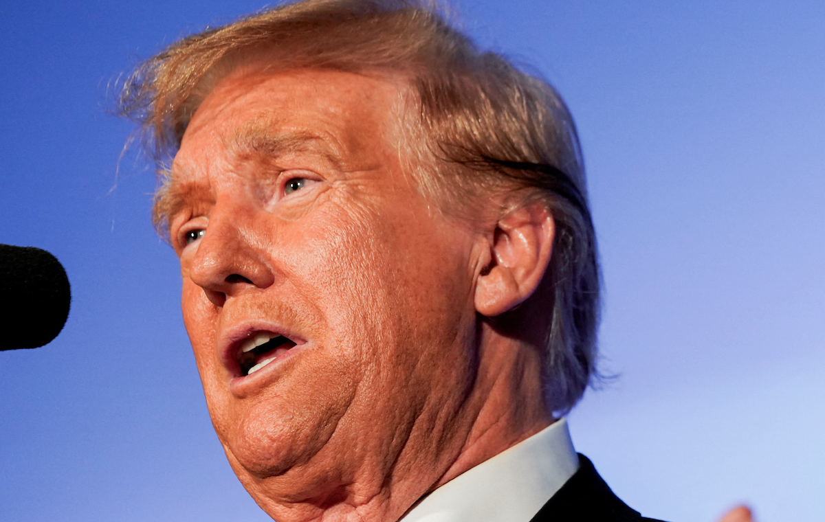 ​Former President Donald Trump speaks during a rally ahead of the New Hampshire primary election, in Portsmouth, NH, on Jan.17, 2024.