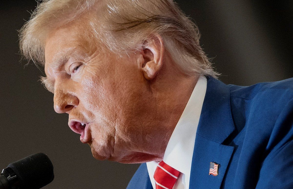 Former U.S. President and Republican presidential candidate Donald Trump speaks during a campaign event, in Clinton, Iowa, U.S., January 6, 2024.