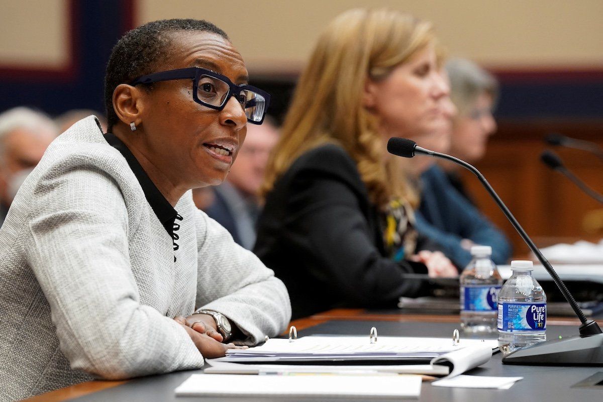 Harvard University President Claudine Gay testifies before a House Education and The Workforce Committee hearing titled "Holding Campus Leaders Accountable and Confronting Antisemitism" on Capitol Hill in Washington, U.S., December 5, 2023. 