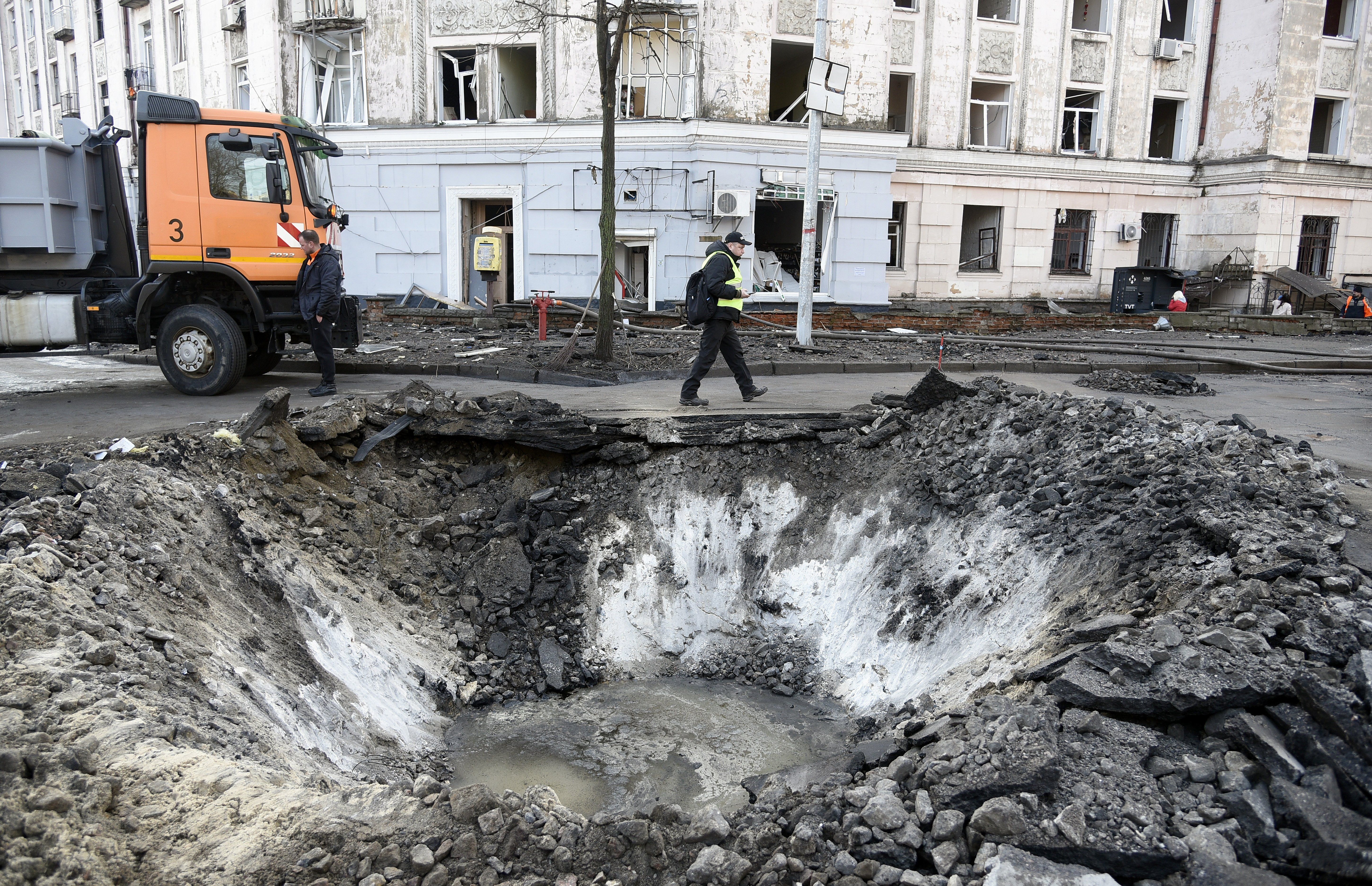 Impact of Russian missile strike on Shevchenkivskyi district of Kyiv