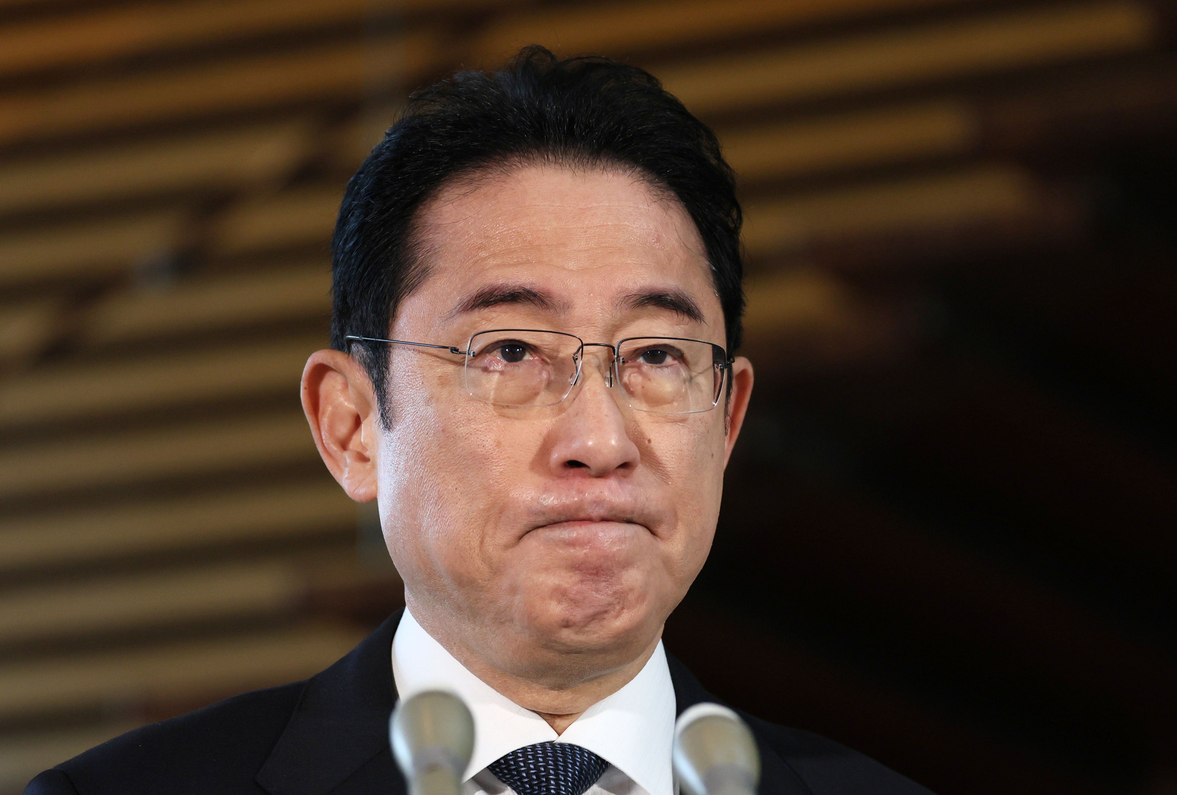 Japan's Prime Minister Fumio Kishida speaks to media at the Prime Minister's office in Tokyo on Dec. 11, 2023